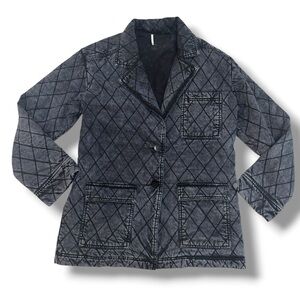 YFB Young Fabulous & Broke Walker Mineral Wash Black Quilted Denim Coat Jacket S